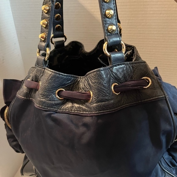 Rare Juicy Couture Y2K Daydreamer Tote Hobo Shoulder Bag Purse Navy Blue - Picture 9 of 12